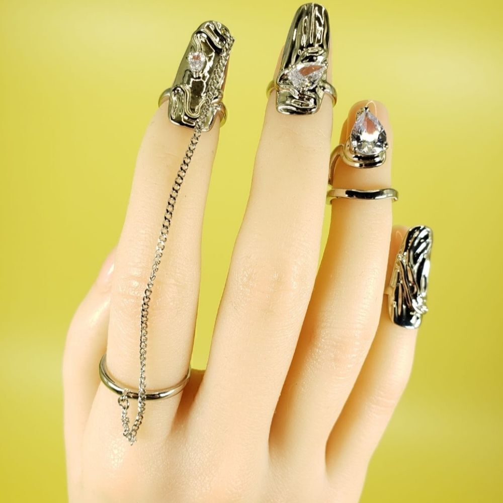 Brand New Top Fashion Silver Crystal Nail Cover Rings